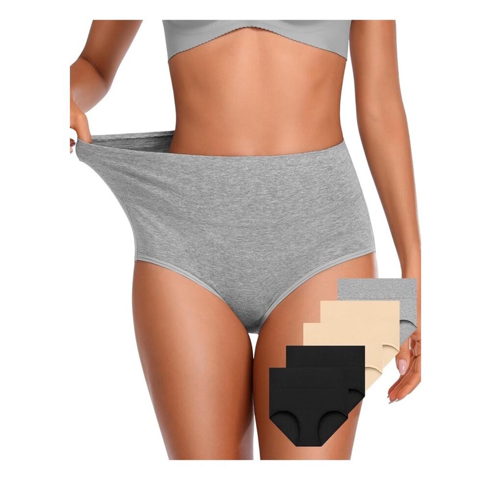 Women's Cotton Panties High Waisted Full Coverage Underwear Ladies Soft AM1